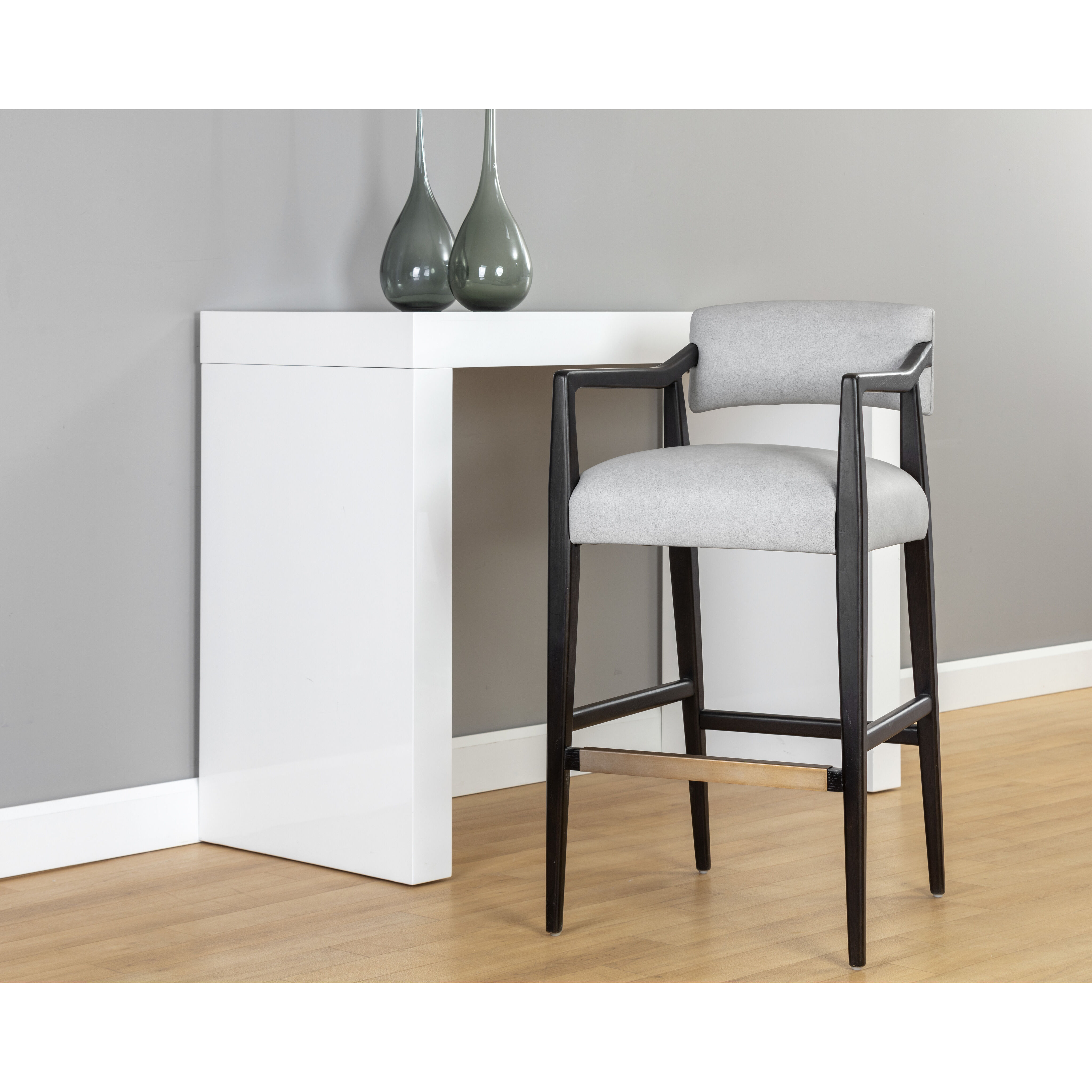 Keagan 41.5 inch Saloon Light Grey Leather Barstool